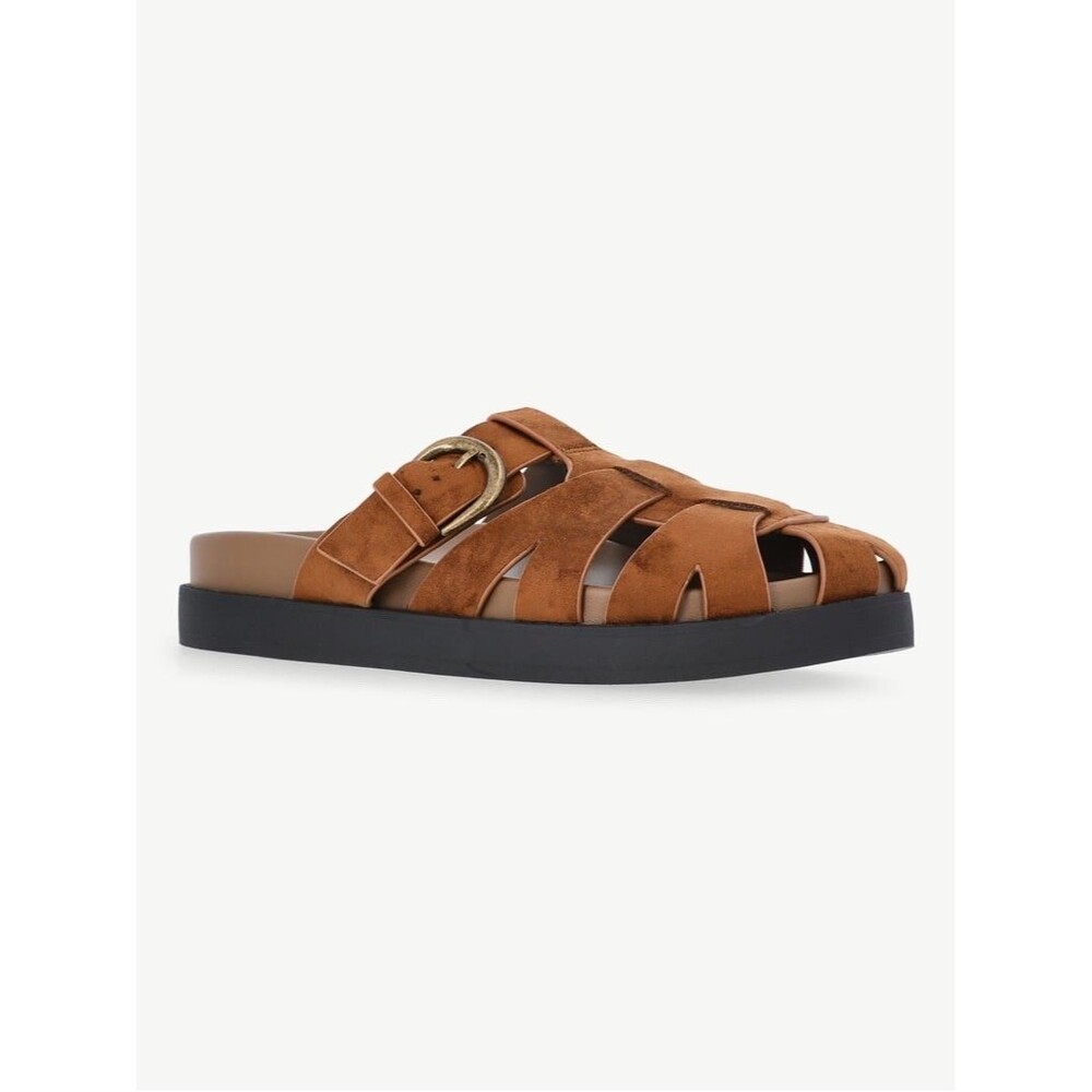 NWT Fisherman Sandals Brown Faux Suede Buckle Slides Women's  11 / Men's Size 9